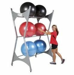 Power Systems General Fitness Elite Stability Ball Storage Rack 6 Ball Capacity With Casters